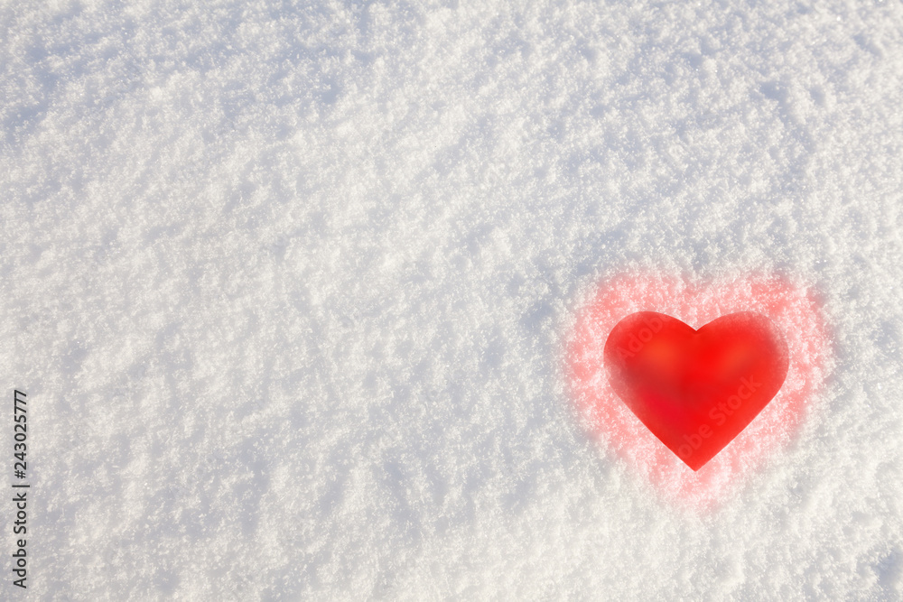 Heart glows through the snow. Heart glows through the snow.