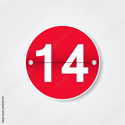 Calendar with 14 day. Holiday number. Vector design illustration