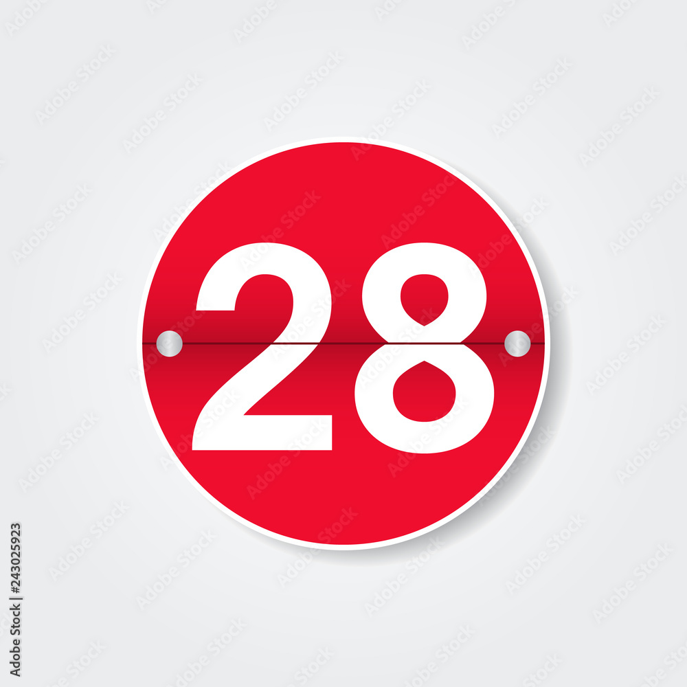 Calendar with 28 day. Holiday number. Vector design illustration Calendar with 28 day. Holiday number. Vector design illustration