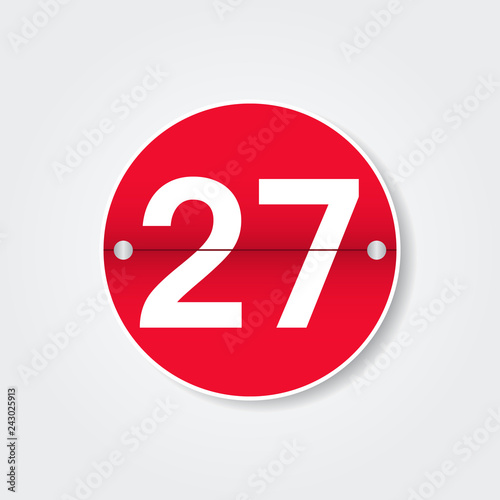 Calendar with 27 day. Holiday number. Vector design illustration