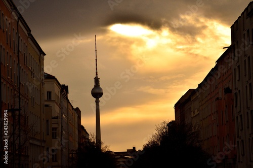 The tower of Berlin at sunset