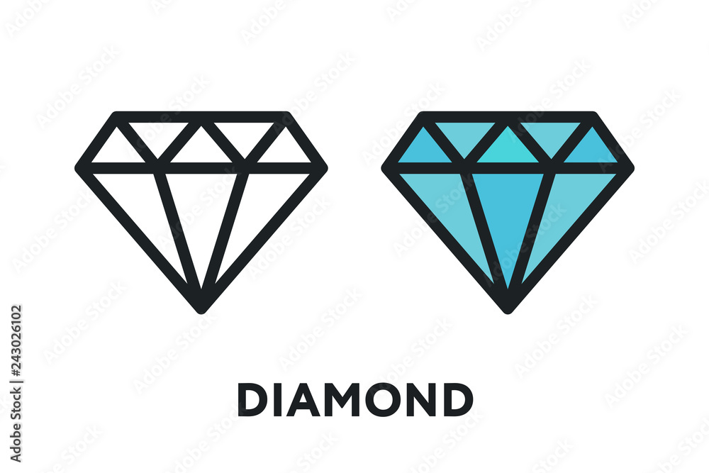 Diamond Crystal Jewelry. Vector Flat Line Stroke Icon. Diamond Crystal Jewelry. Vector Flat Line Stroke Icon.