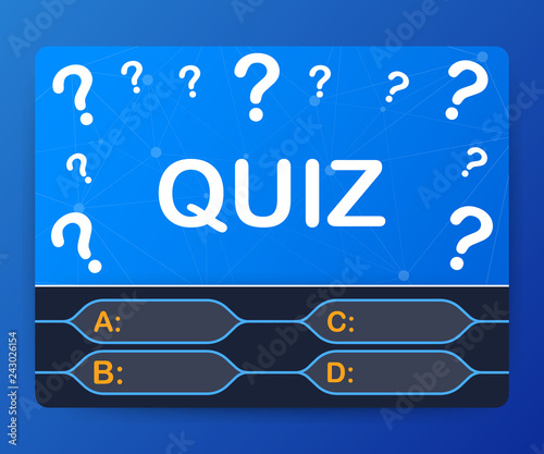 Quiz game vector illustration. Test, exam, answer, education, learning, internet, lottery. Vector illustration.