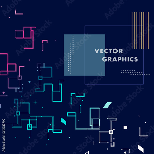 Vector modern background with connect lines and square. Abstract architectural plan with simple elements