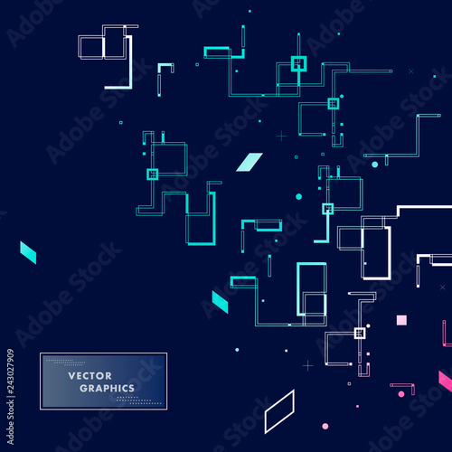 Abstract architectural plan with simple elements. Vector modern background with connect lines and square