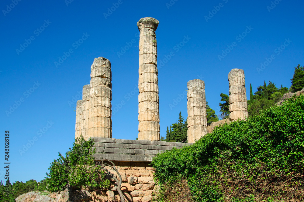 Delphi, Greece: Collonade of Temple of Apollo with Delphi Oracle, Centre of Greek culture. Delphi, Greece: Collonade of Temple of Apollo with Delphi Oracle, Centre of Greek culture.
