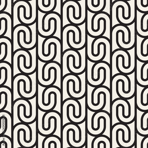 Vector seamless spiral lines pattern. Modern stylish abstract lattice texture. Repeating geometric rounded stripes.