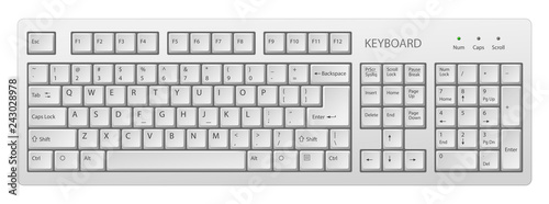 vector white pc keyboard, keyboard is very useful tool for personal computer, it is necessary to write words photo