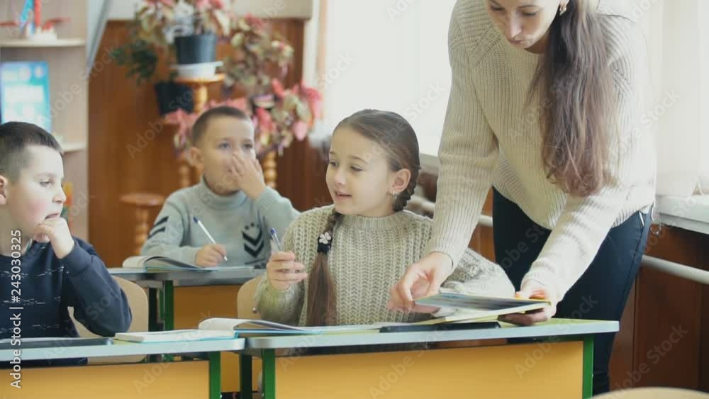 Teacher with students in class Teacher with students in class
