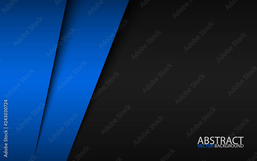 Black and blue modern material design, corporate template for your business, vector abstract widescreen background - obrazy, fototapety, plakaty 
