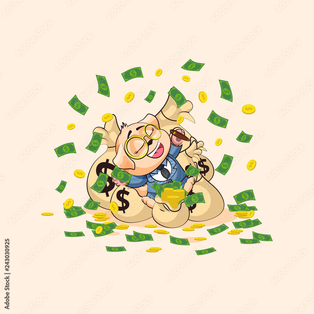 Fototapeta premium dog cub in business suit sticker emoticon lies