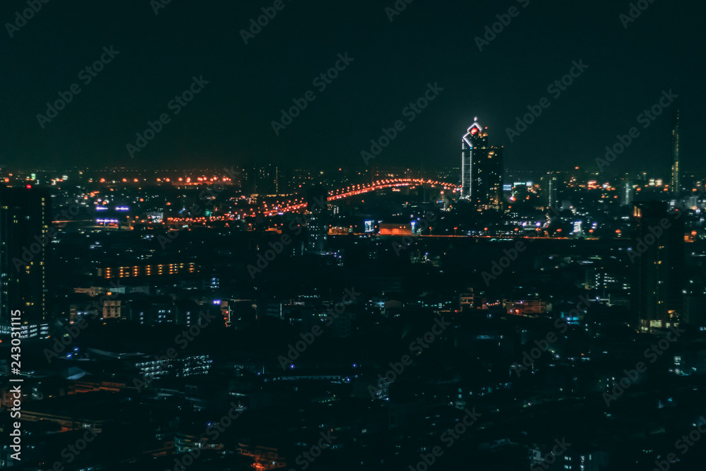 Bangkok night light bokeh, defocused background