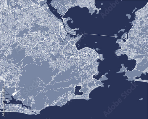 Fotografie, Obraz map of the city of Rio de Janeiro, Southeast, Brazil