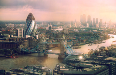 Wandcirkels Londen Londen skyline bij zonsondergang  © IRStone
