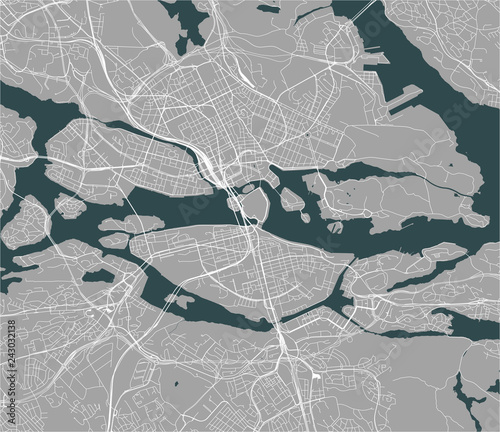 Fotografie, Obraz map of the city of Stockholm, Sweden