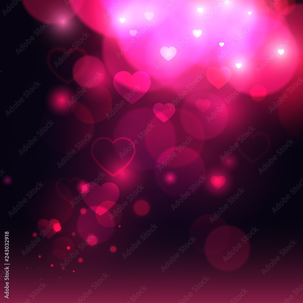 Valentines day. Valentines background with violet bokeh and heart. Romantic  love abstract valentine background. Vector illustration Stock Vector |  Adobe Stock