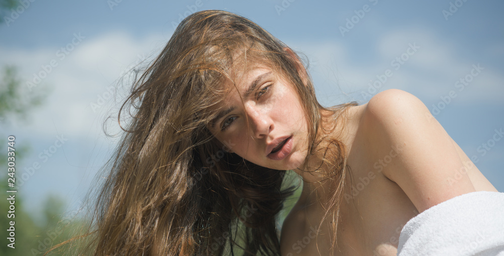 Spring woman. Springtime and vacation. Woman with fashion makeup. Face and skincare. Time to relax. Summer girl with long hair. Natural beauty and spa therapy. Confident in her style Spring woman. Springtime and vacation. Woman with fashion makeup. Face and skincare. Time to relax. Summer girl with long hair. Natural beauty and spa therapy. Confident in her style