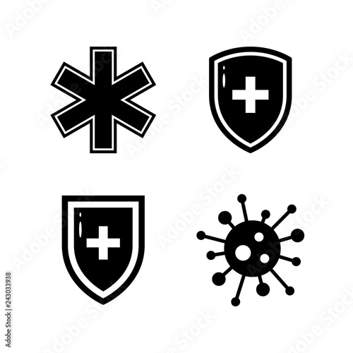Black ans white immunity icons in flat style