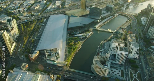 Aerial sunset view Melbourne Convention and Exhibition Centre photo