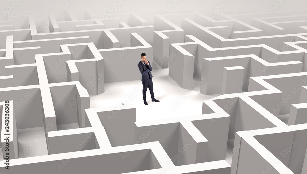 Young businessman standing in a middle of a 3D maze
Young businessman standing in a middle of a 3D maze