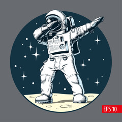 Handdoek met foto Jongenskamer Dabbende astronaut op de maan  © ledokolua