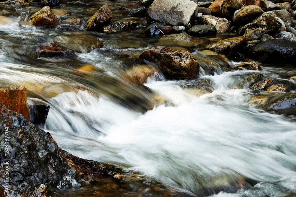 Stream Water Flowing Over Rocks Long Exposure Stream Water Flowing Over Rocks Long Exposure