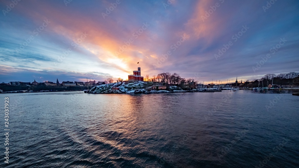 Sonnenuntergang über Schärengarten, Ostsee, Stockholm, Schweden