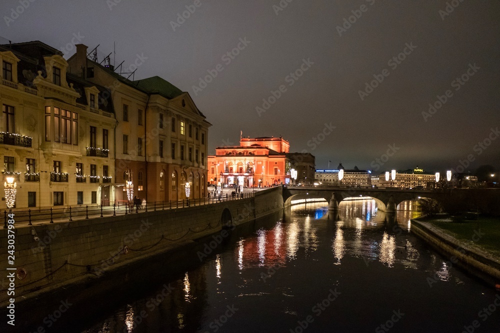 historische Altstadt bei Nacht, Stockholm, Schweden