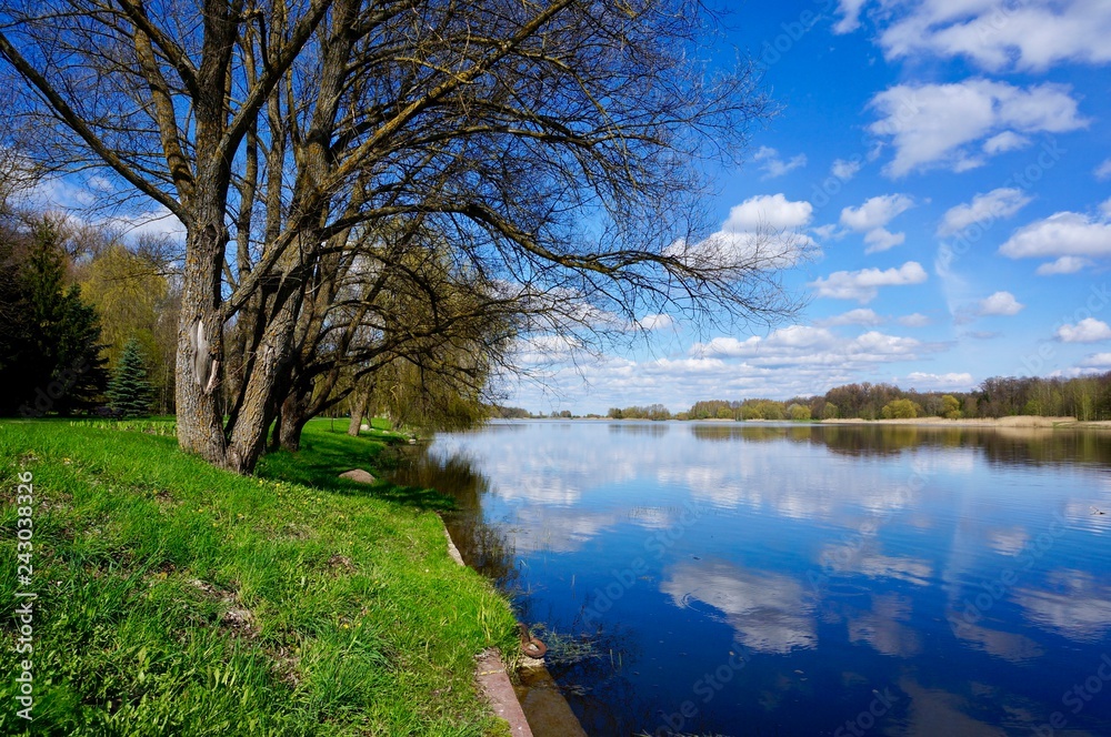 Lake near the park in Nesvizh, Belarus 