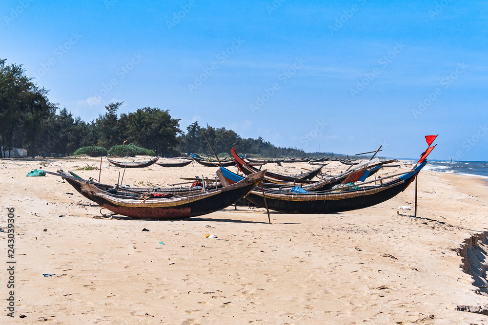 Hai Tien Beach fisherman boats, Hue, Vietnam