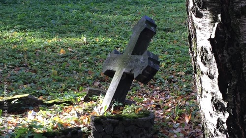 Old Tombstones in Graveyard in Autumn