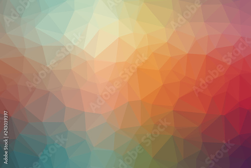 Abstract Low-Poly Triangular Modern Geometric Background. Colorful Polygonal Mosaic Pattern Template. Repeating Routine With Triangles. Origami Style With Gradient. Futuristic Design Backdrop