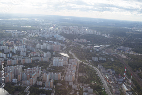 view from the plane to the Moscow region, top view of the city © Alsu