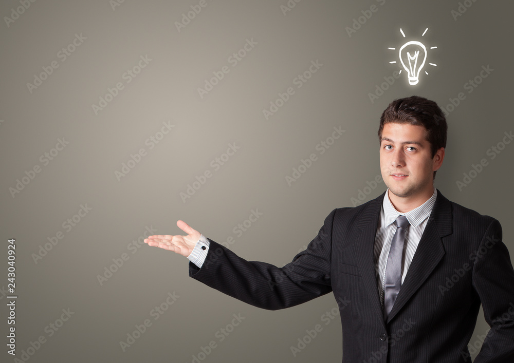 Young smiling person presenting new idea concept
Young smiling person presenting new idea concept