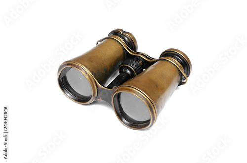 Vintage binoculars isolated on the white background.