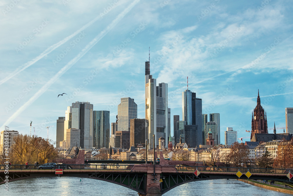 Frankfurt am Main skyline with bridge Frankfurt am Main skyline with bridge