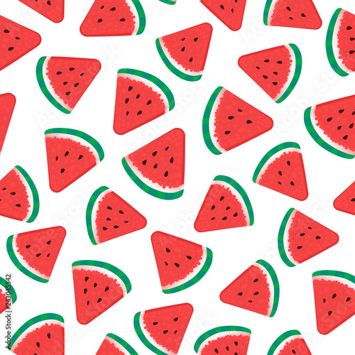 Watermelon pieces. Seamless pattern. Vector illustration isolated on white