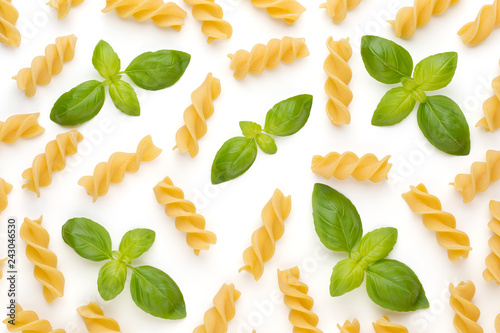 Pasta spiral isolated on the white background.