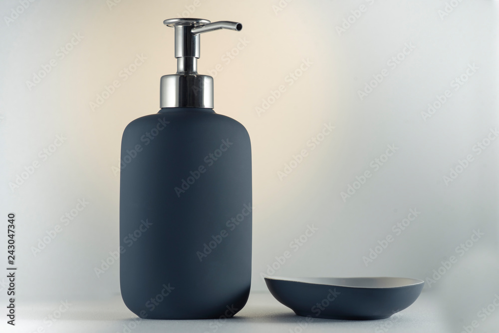 Obraz premium Soap Dispenser and dish case holder container box on white background. Concept icon for development of the website