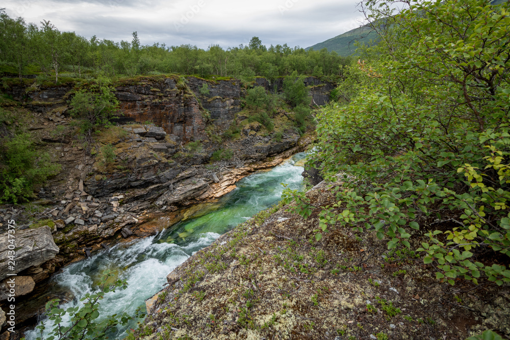 River in mountain canyon in Sweden