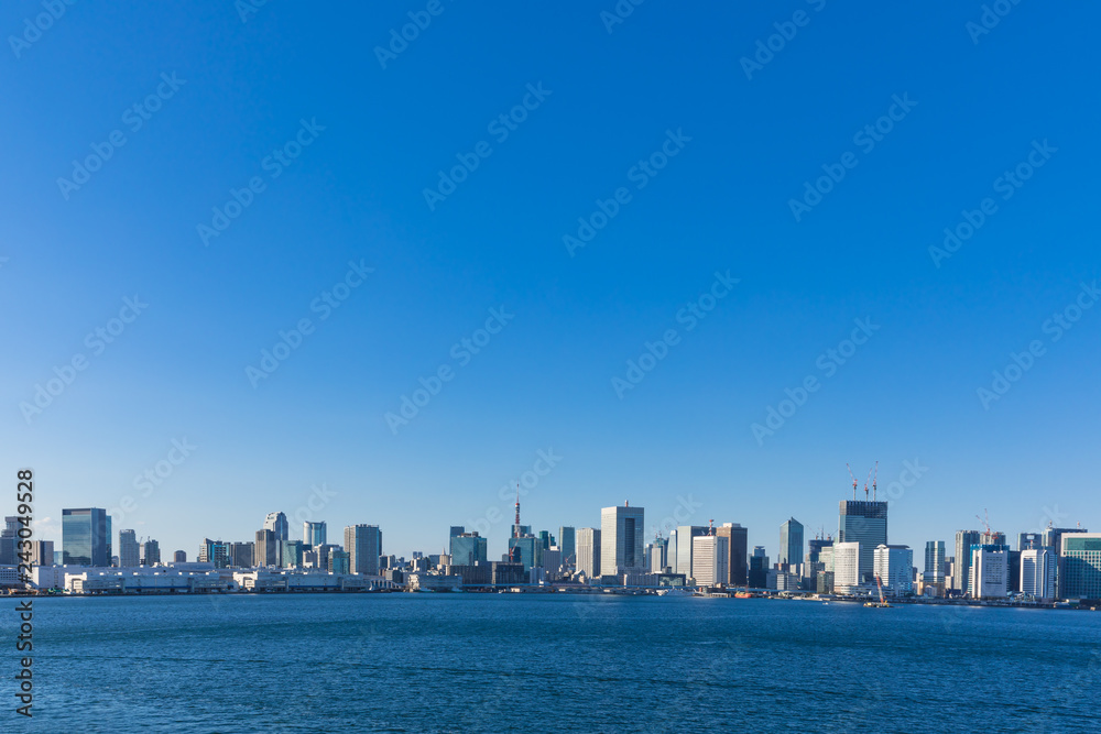 (東京都-都市風景)レインボーブリッジから望む竹芝桟橋側の風景２