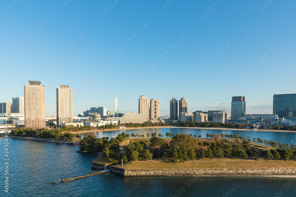 Fototapeta premium (東京都-都市風景)レインボーブリッジから見る湾岸の夕景４