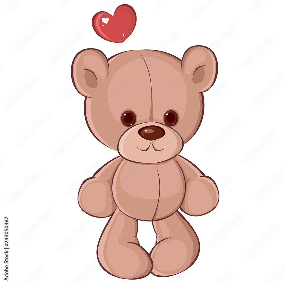 Fototapeta premium Cute Teddy Bear in love for Valentine's Day. Children's character