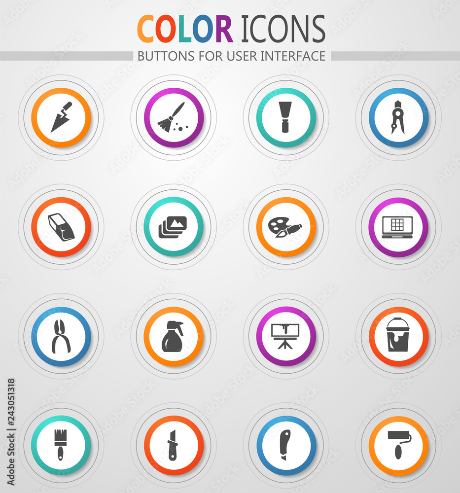 Art tools icons set