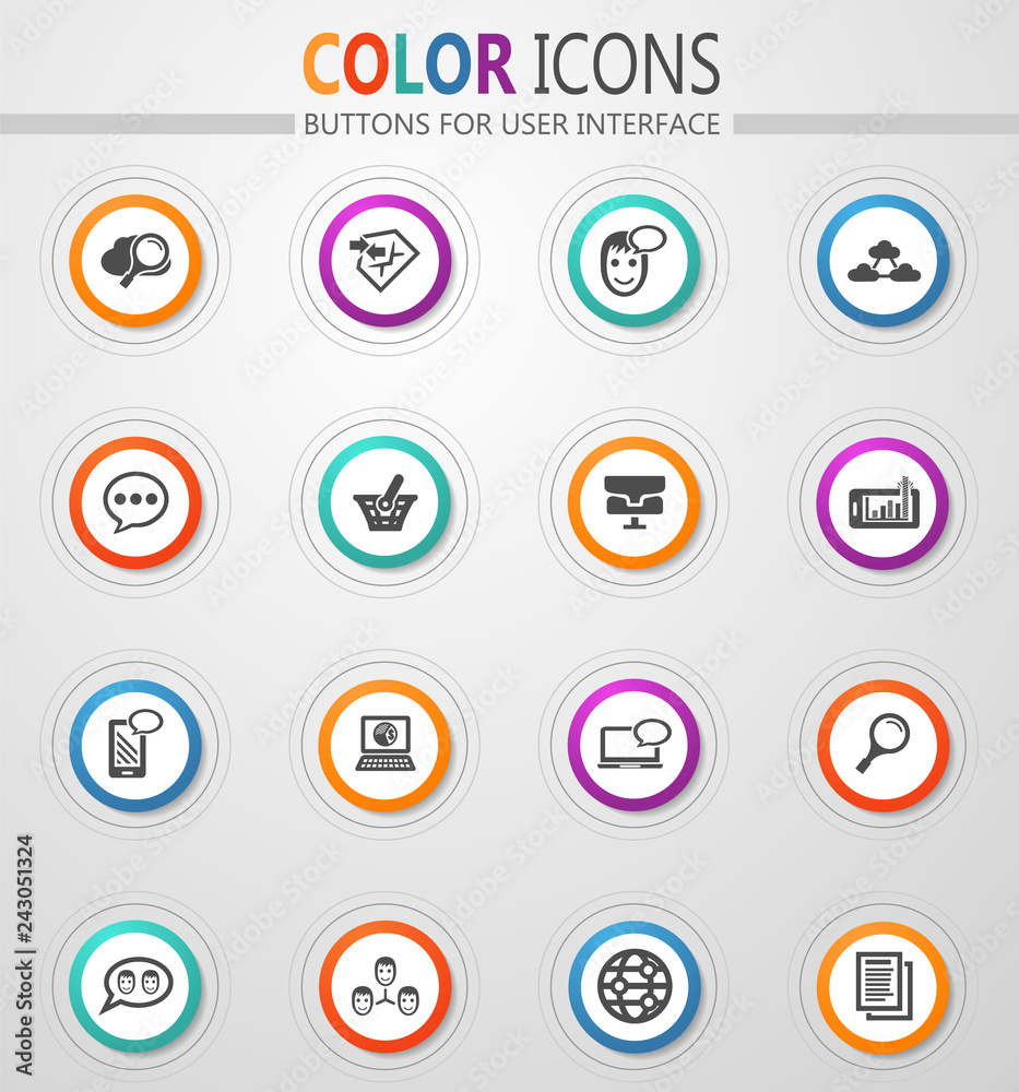 Data analytic and social network icons set Data analytic and social network icons set