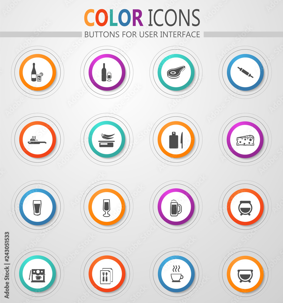 Food and kitchen icons set Food and kitchen icons set