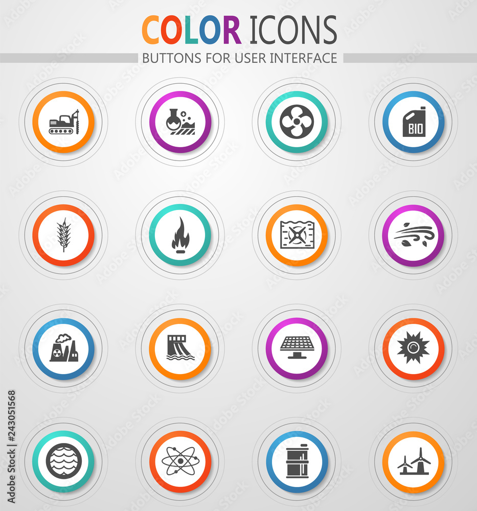 Fuel Power generation icons set Fuel Power generation icons set
