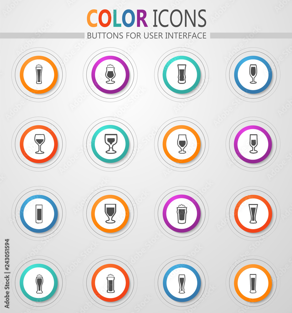 Glasses and cups icons set Glasses and cups icons set