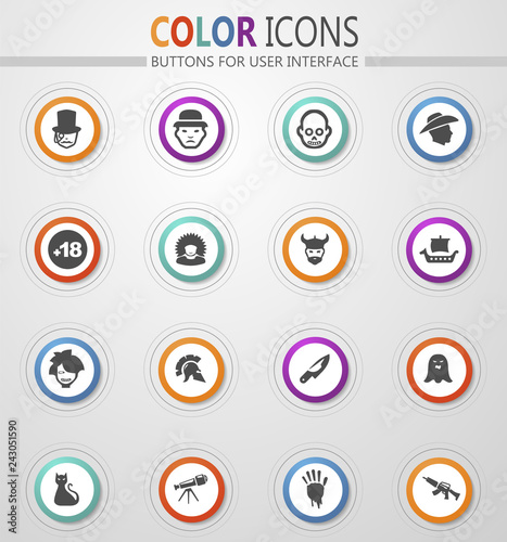 Genres of cinema icons set