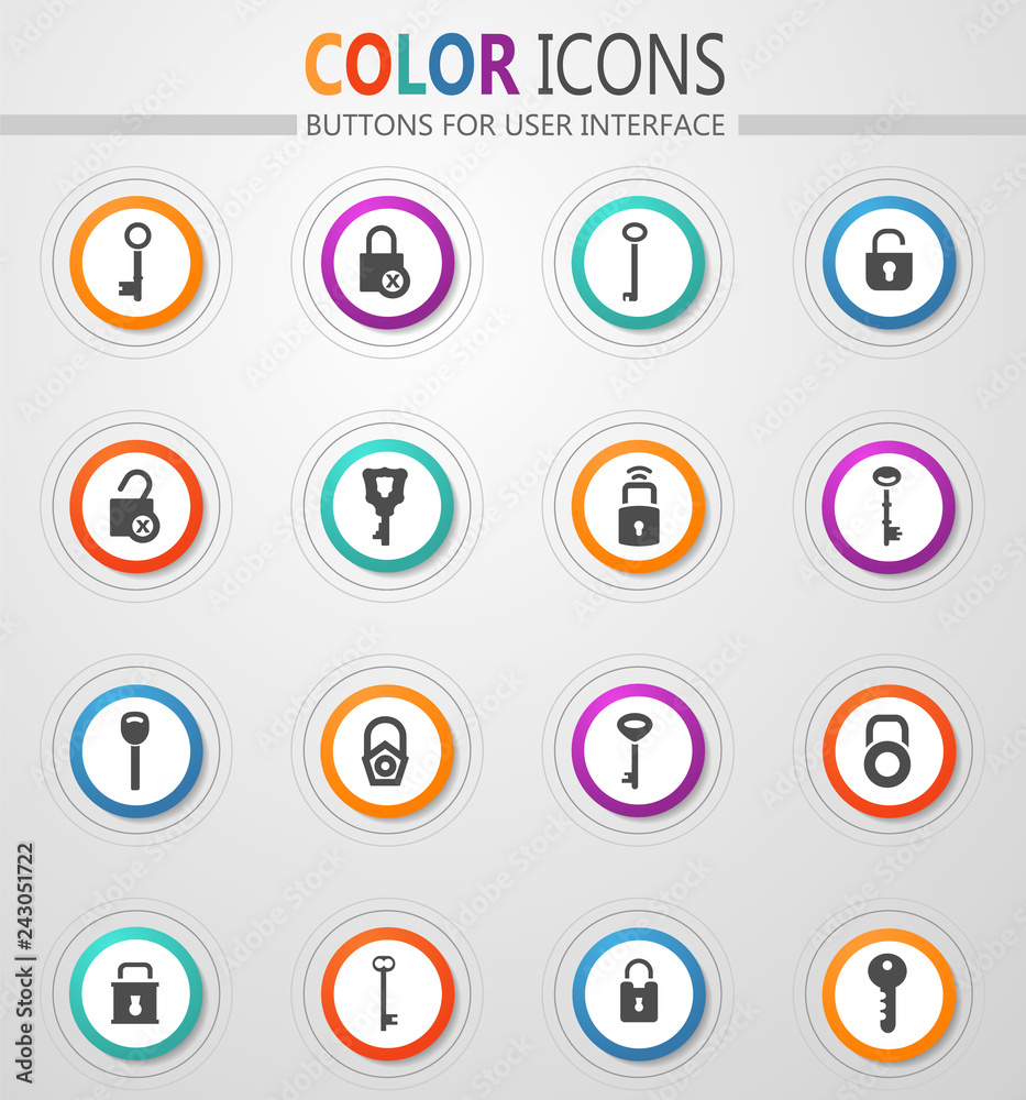 Lock and Key icons set Lock and Key icons set
